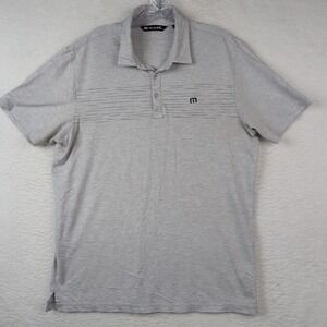Travis Mathew Polo Shirt Men's Large Heather Gray Short Sleeve Performance